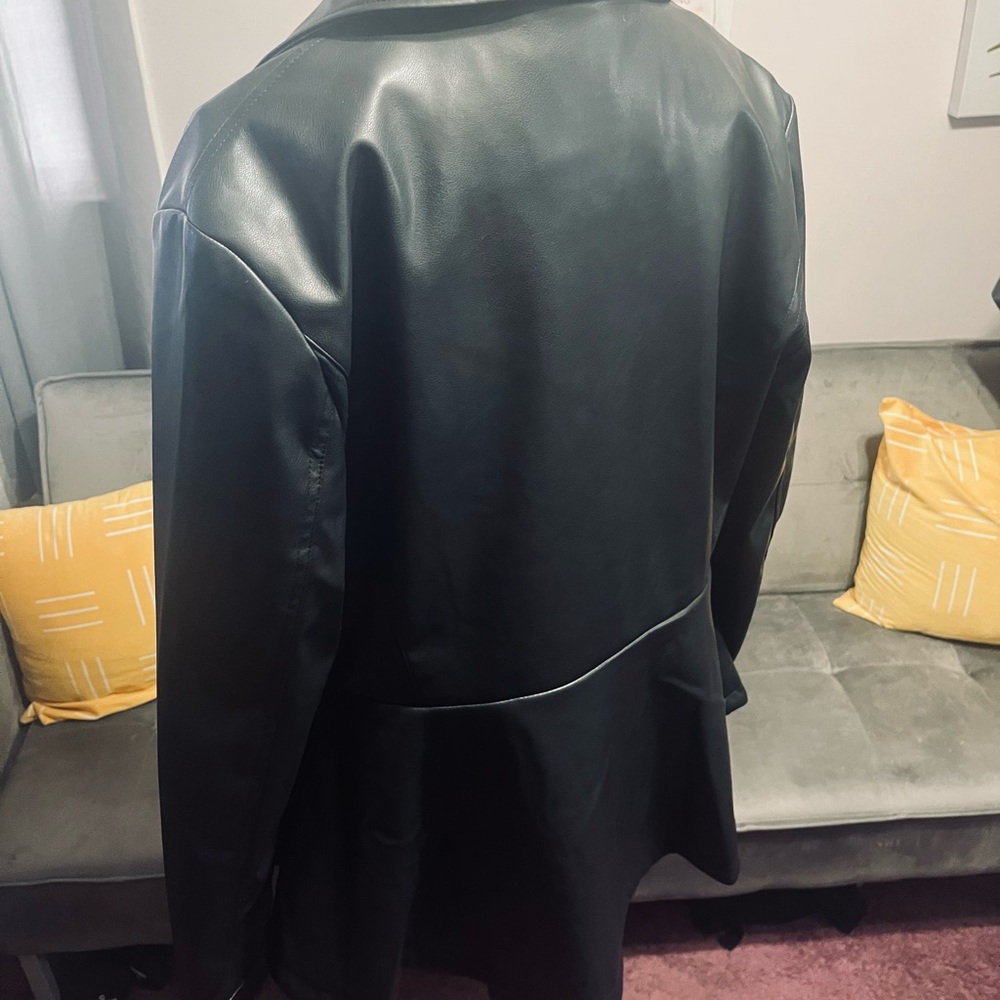 Guess by Marciano Black Faux Leather Peplum Moto Jacket - Picture 12 of 16